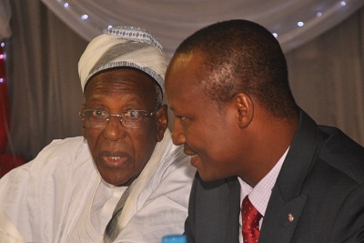 (L-r): Dr Mohammed Koguna, chairman, Red Star Express Plc, and Mr Sule Bichi, managing director, Red Star Express Plc, at the company's 20th Annual General Meeting (AGM) in Lagos...on Thursday.